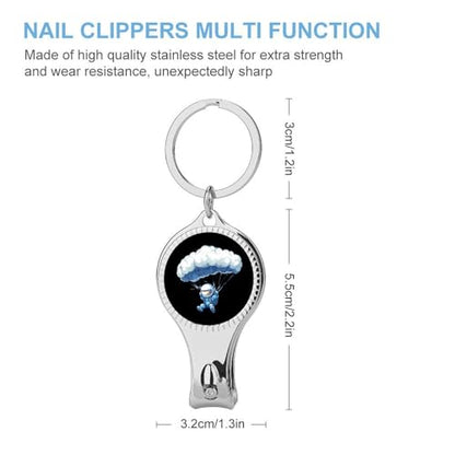 Cloud Paragliding Paraglider Skydiving Nail Clipper with File Portable Metal Fingernail with Key Ring for Traveling Home Office