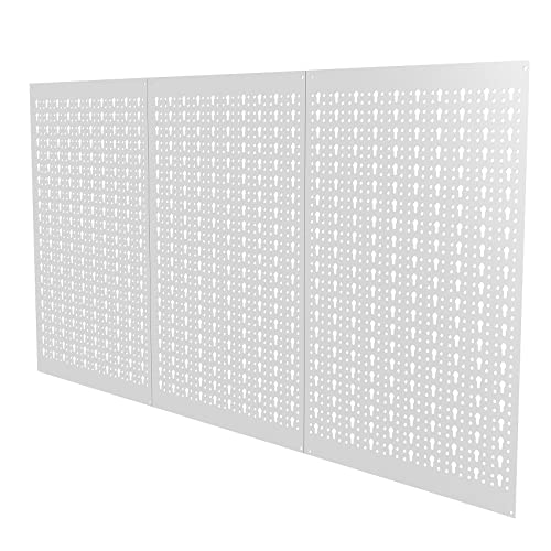 TORACK 3 PCS Metal Pegboard Panels(16x24 inch) for Wall Garage Tools Storage Pegboard for Workbench, Modular Peg Board Tool Organizer Board Kit(Pack of 3, Grey) - color: Grey
