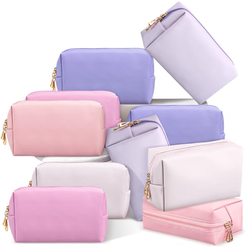 Kigeli Aesthetic Makeup Bags PU Leather Cosmetic Pouches Waterproof Plain Toiletry Bags Makeup Pouches Bulk for Women Party Gift Travel Storage Organizer (Pink Purple,7.1 x 2.8 x 4.3 in) - color: Pink Purple, size: 7.1 x 2.8 x 4.3 in