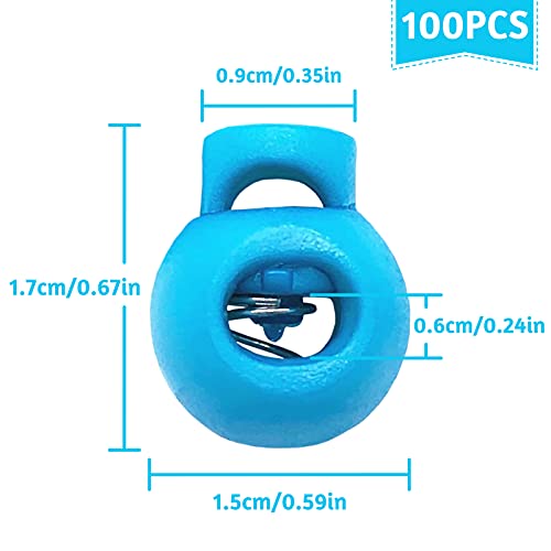 100Pcs Spring Cord Lock, Toggle Stoppers, Single Hole End Round Fastener Buttons Slider, Elastic Drawstring Rope Lock for Camping, Hiking, Backpacks, Shoelace, Sportswear