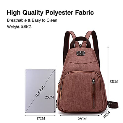 FANDARE Retro Sling Chest Backpack Multipurpose Crossbody Shoulder Bag - color: Brown