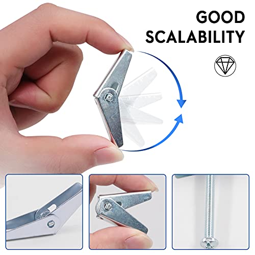Glarks 30Pcs 1/4'' Zinc Plated Steel Round Head Toggle Bolt and Wing Nut for Hanging Heavy Items on Drywall (1/4'') - size: 1/4''