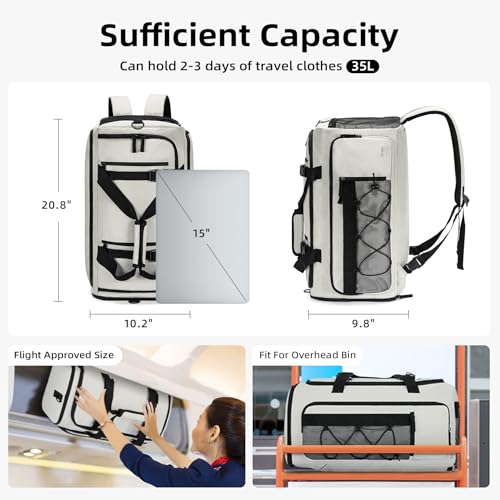 CLUCI Gym Bag for Men & Women, 35L Sports Duffle Bag for Travel,4 in 1 Weekender Bag,Overnight Backpack with Shoe Compartment,Carry on Duffel Bag for Airplane