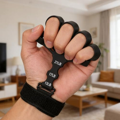 Silicone Finger Strengthener & Wrist Exerciser, 3 Levels Grip Strength Trainer for Basketball Shooting, Guitar, Climbing