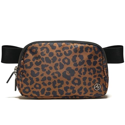 Pander Nylon Fanny Pack for Women, Two-Way Zipper Crossbody Bag | 1L nylon belt bag with a two-way zipper, three interior mesh pockets, and an adjustable strap for waist or crossbody wear - color: Midnight Leopard