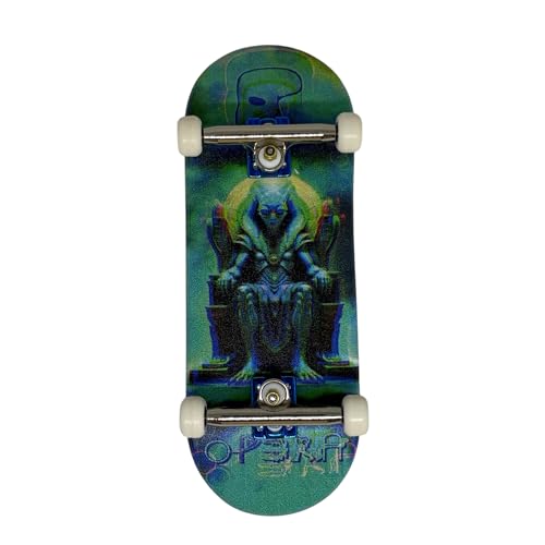 LEEFAI Pro Fingerboard Complete Set, 34x96mm Maple Deck, 4.0 Trucks, UV Print Design, Mini Finger Skateboard- Op3ra V3-Alienation