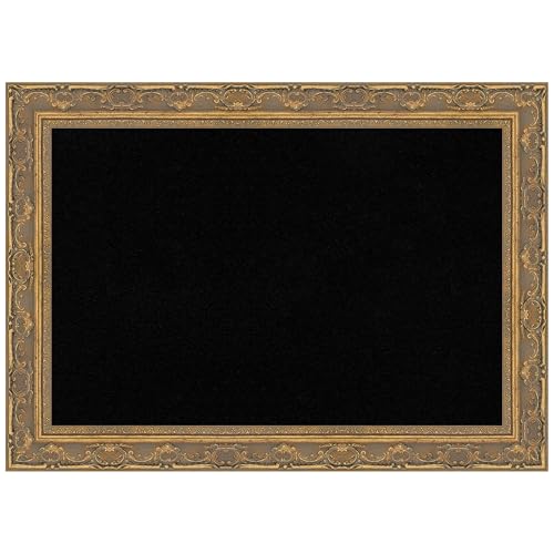 Amanti Art Black Cork Board for Wall, 20x28 Vision Board with Gold Frame, Medium Corkboard Office Decor for Home Organization, Traditional Corkboard Pinboard to Display Items for Home Organization - color: Filigree Gold, size: 28" x 20"