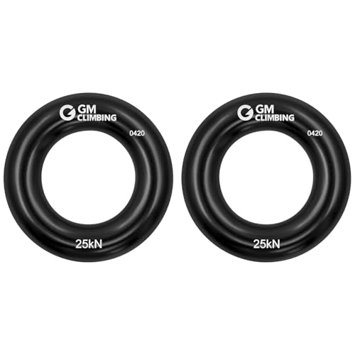 GM CLIMBING Rappel Ring 25kN for Rock Climbing Arborist Rescue Slackline Hammock - color: Small Black_2 Pack