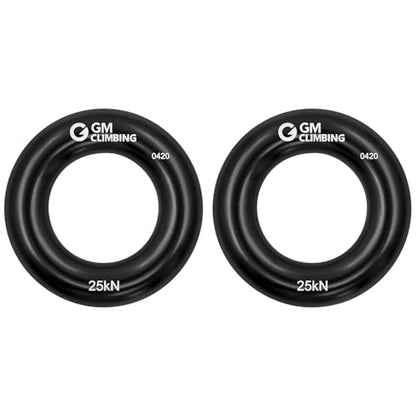 GM CLIMBING Rappel Ring 25kN for Rock Climbing Arborist Rescue Slackline Hammock - color: Small Black_2 Pack