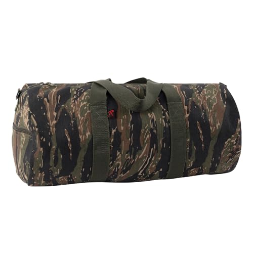 Rothco Heavy-Duty Canvas Shoulder Duffle Bag - Rugged Travel Gym Gear Equipment Bag - color: Tiger Stripe Camo, size: 19 Inches