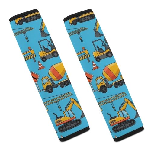 2 Piece Construction Truck Tractor Crane Excavator Forklift Car Seat Belt Pad Breathable Seat Belt Cushion for Child, Stroller Pushchair High Chair, Easy Install (No Tool) - color: Pattern 1083