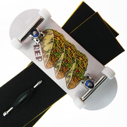 P-REP V2 Pro Performance Complete Wooden Fingerboard kit with Urethane Wheels and Bushings 32mm - Tres Tacos - color: Tres Tacos