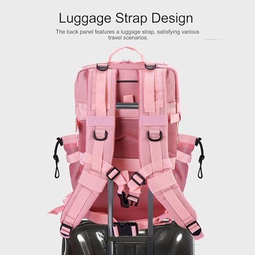 LHI Military Tactical Backpack for Men and Women 45L Army 3 Days Assault Pack Bag Large Rucksack with Shoe Compartment - color: 1.7 Pink