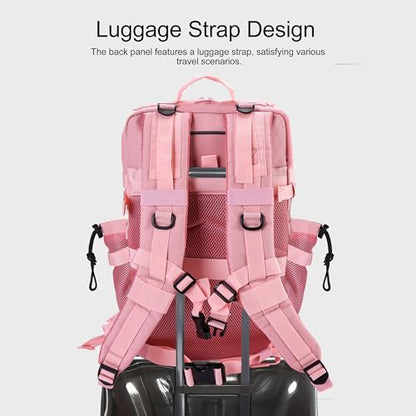LHI Military Tactical Backpack for Men and Women 45L Army 3 Days Assault Pack Bag Large Rucksack with Shoe Compartment - color: 1.7 Pink