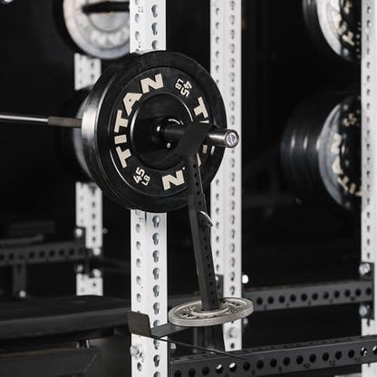Titan Fitness Eccentric Hooks, Fully Adjustable 20" - 35" Steel Hook Barbell Attachment, Overload Lifting for Explosiveness, Fits Olympic-Sized Weight Plates, Weight Releasers - style: Ecccentric Base Unit