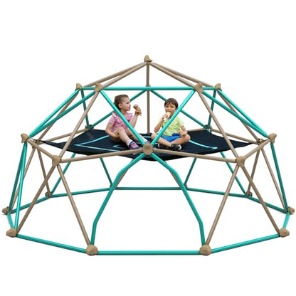 Merax 13FT Climbing Dome with Hammock, Outdoor Geometric Dome Climber | Playground Climber for Kids 3-10 Supporting 1000 lbs, Easy Assembly Play Center Jungle Gym - style: 13FT Blue & Coffee