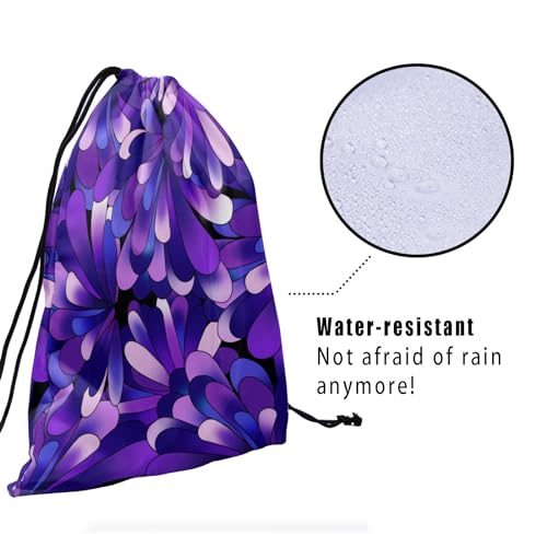 Gymnastics Grip Bag for Gymnasts Gymnastic Drawstring Bag Gym Athlete Bag - color: Abstract Purple Flower, size: 9.25" x 12" (Pack of 1)
