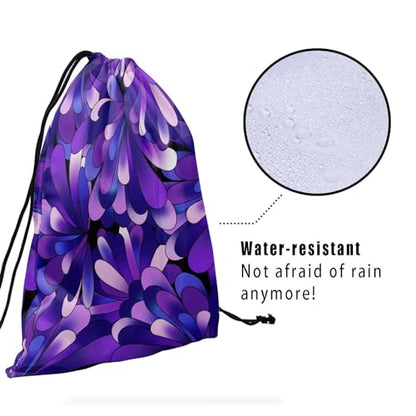 Gymnastics Grip Bag for Gymnasts Gymnastic Drawstring Bag Gym Athlete Bag - color: Abstract Purple Flower, size: 9.25" x 12" (Pack of 1)