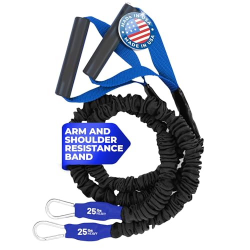 X-Over Arm & Shoulder Training Resistance Bands for Home Exercise & Upper Body Workouts, Portable Gym Equipment for Strength, Rehabilitation & Stretching for Men & Women - 25lb Heavy