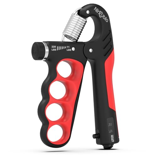 Hand Grip Strengthener Trainer Adjustable Resistance 11LBS-220LBS, Forearm Strengthener, Hand Squeezer With Mechanical Counter Multipurpose Grip for Muscle Building and Injury Recovery - color: Red