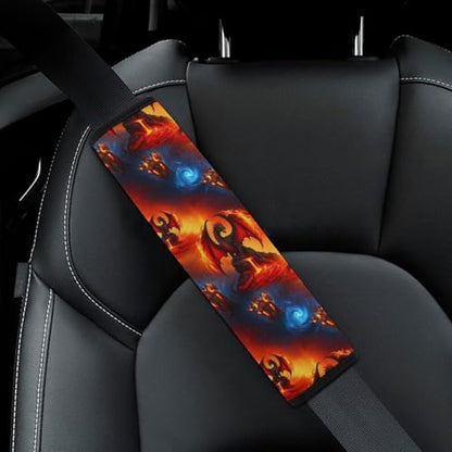 Universal Fit Red Blue Ice Fire Dragon Car Seat Belt Pad for Elderly Support, Stroller Pushchair High Chair, 1 Pair Shoulder Harness Cover Neck and Shoulder Support - color: Pattern 700