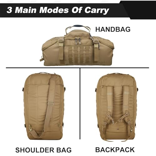 3 In 1 Tactical 85L Military Backpack Travel Duffle Bag for Weekender Gym Workout Deployment - color: Tan