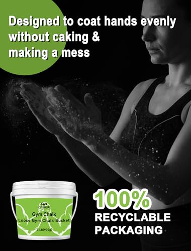 2 LB Loose Gym Chalk Bucket - Premium Powder Chalk with Empty Chalk Bag & Spoon, Multi-Purpose for Weightlifting, Gymnastics, and Workouts