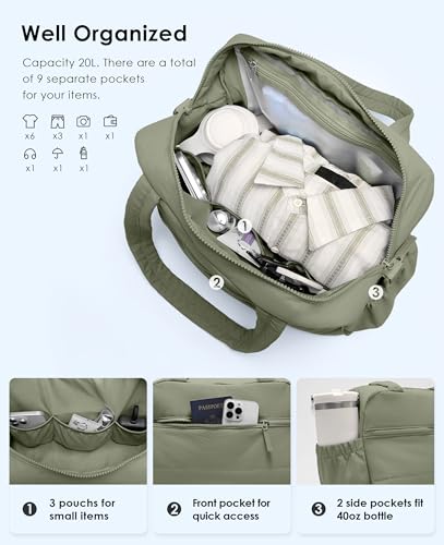 Gym Bag for Women, Travel Duffle Bags with Wet Pocket, Lightweight Carry on Bag Overnight Weekender Duffel Bag, Water Resistant (Sage Green) - color: Sage Green