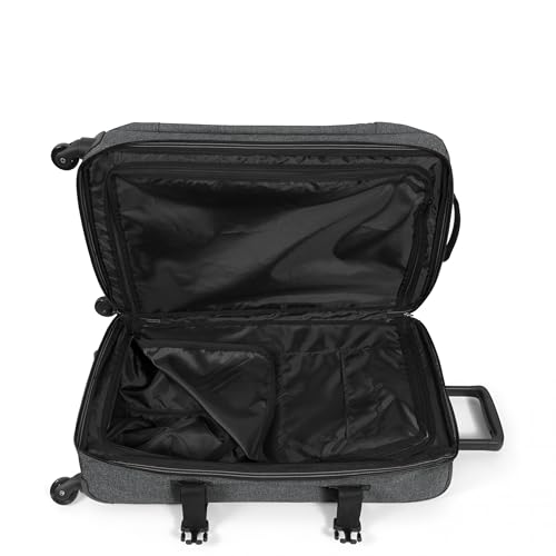 EASTPAK TRANS4 S – 44L Small Cabin Wheeled Luggage, Two Compartments, TSA Lock, 360° Spinner Wheels, and Telescopic Handle, Black Denim - color: Black Denim, size: 44 Liter Carry On