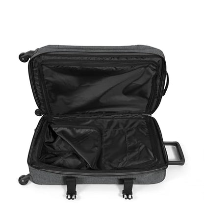 EASTPAK TRANS4 S – 44L Small Cabin Wheeled Luggage, Two Compartments, TSA Lock, 360° Spinner Wheels, and Telescopic Handle, Black Denim - color: Black Denim, size: 44 Liter Carry On
