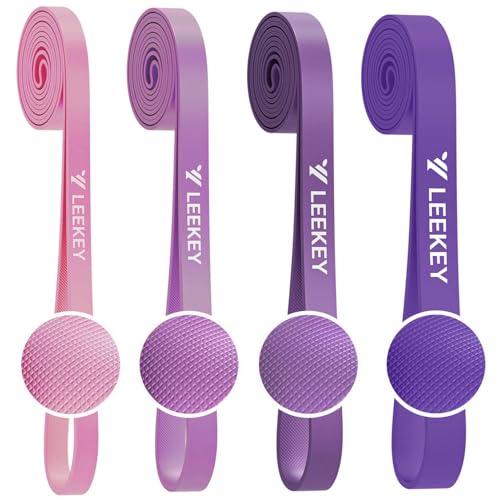 LEEKEY Pull Up Assistance Bands,Muit Levels Resistance Bands for Senior/Adults,Exercise Bands with Door Anchor, Strength Bands for Fitness Training, Physical Therapy,Home Gym Workouts - color: 15-125LBS PINK PURPLE