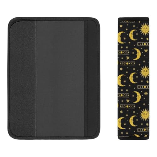 Soft Padded Car Seat Straps Shoulder Pads for Elderly Support, All Vehicles, 1 Pair Sun Moon Celestial Shoulder Protector Anti-Slip Pad - color: Pattern 933