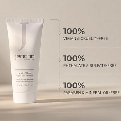 Jericho Cosmetics Hand Cream – Moisturizing & Nourishing with Aloe, Olive Oil & Dead Sea Salts – Hydrating Formula with Witch Hazel & Vitamin E – Non-Greasy, 3.4 oz - style: 1 Pack (Hand Cream)
