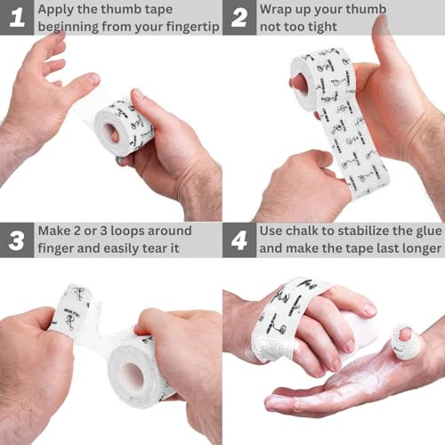WARM BODY COLD MIND 1.85" Weightlifting Thumb Tape - Hook Grip Tape for Powerlifting, Cross Training, Gym Tape, Workout, Weight Lifting Tape, Athletic Finger Wrap (White 3 Rolls) - color: 3 Rolls White