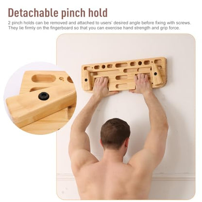 ACAGALA Climbing Grip Trainer Hangboard Rock Climbing Wall Climbing Grips Fingerboard for Effective Strength Training Smooth Surface with Detachable Pinch Hold - color: Rosewood
