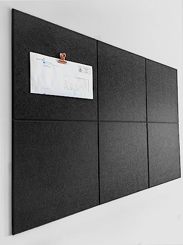 Cork Board 24 x36 Alternative - 6 Pack Felt Wall Tiles with Safe Removable Adhesive Tabs, Cork Boards for Walls Cork Board for Home Office Pin Board Tack Board - Black - color: Black, size: 6 Panels