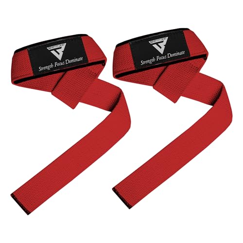 Weight Lifting Straps,Powerlifting Deadlifting, Anti Slip 60CM Hand Bar Grip, 5MM Neoprene Wrist Support, Heavy Duty Weightlifting Bodybuilding Workout - color: Red