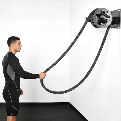 Resistance Trainer Machine, TANBOXMMA Wall-Mount Pulley Rope Trainer with 3-Level Adjustable Resistance Training Machine for Upper Body Workout at Home - style: Replacement Rope