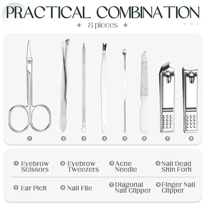 Geosar 12 Sets Manicure Set Nail Clippers Pedicure Kit 8 in 1 Grooming Stainless Steel Kits Nail Care Tools with Travel Case for Employee Coworker Teachers Nurse Gifts(Green) - color: Green