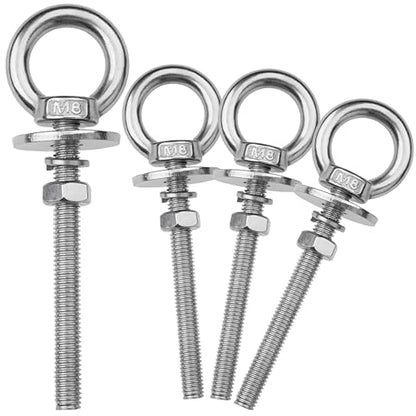 4 Pack M8 Stainless Steel Eye Bolts with Nuts,5/16" x 3" Eye Bolts | 304 Stainless Steel Eye Bolt,Eye Bolts Heavy Duty for Hang Tie Down Outdoor,m8 eye bolt,Long Lifting Ring Eye Bolt - size: M8x77mm (5/16"x3")