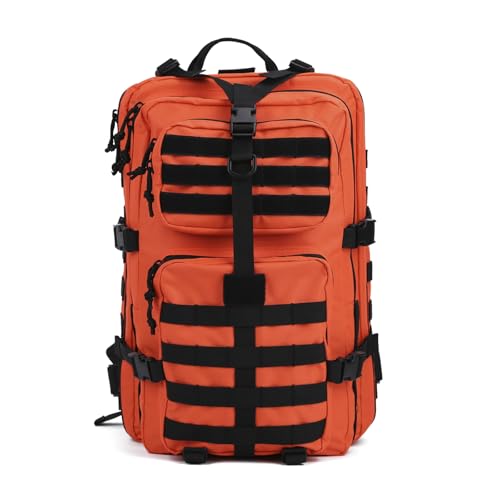 REEBOW GEAR Military Tactical Backpack for Men Large Army 3 Day Assault Pack Molle Hiking Daypack Bag (Orange-black) - color: Orange-black