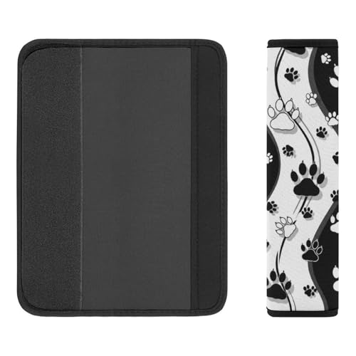 2PCS Black and White Paw Stripes Seat Belt Cover Soft Padded Neck Strap Covers for Kids, All Vehicles, Comfortable Driving - color: Pattern 2