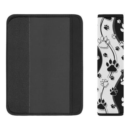 2PCS Black and White Paw Stripes Seat Belt Cover Soft Padded Neck Strap Covers for Kids, All Vehicles, Comfortable Driving - color: Pattern 2