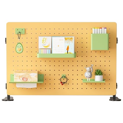 Vertical Metal Pegboard,corkboard Desktop Organizer, Modular Kit,desktop Storage Rack For Wall Storage,display Of Decorative Items,kindergarten Storage(Yellow) - color: Yellow