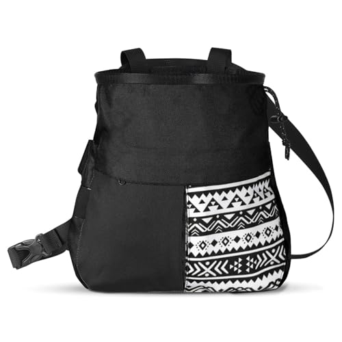 Mountaineering Chalk Bag, Large Capacity with Independent Front Pocket and Dual Hanging Points for Outdoor Sports Training - size: Large Black