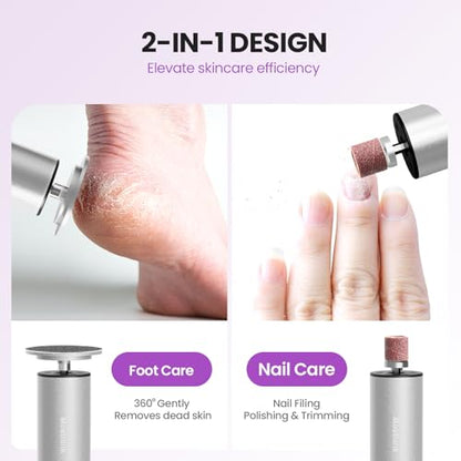 2-in-1 Electric Callus Remover for Feet, Professional Pedicure Tool Gift | 2 Hours Operation | 6 Gears Adjustable Foot File | 1200mAh Rechargeable | 20 Sandpapers | Self Care Gifts for Women Mom Lover - style: 03-Electric Callus Remover Sliver