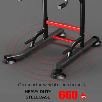 K KiNGKANG Power Tower Adjustable Height Pull Up & Dip Station Multi-Function Home Strength Training Fitness Workout Station for Home Gym (N)