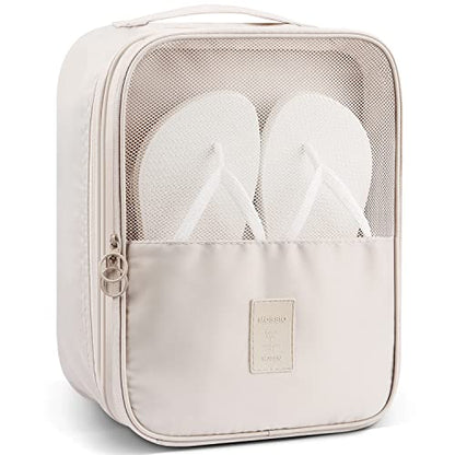 Mossio Shoe Bag Holds 3 Pair of Shoes for Travel and Daily Use Storage Pouch - color: Beige