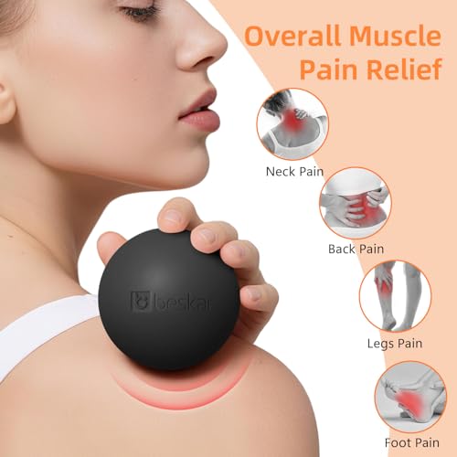 Massage Lacrosse Balls for Myofascial Release, Trigger Point Therapy | Foot Massage Ball to Relieve Plantar Fasciitis, Muscle Soreness - color: Black