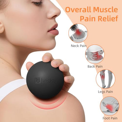 Massage Lacrosse Balls for Myofascial Release, Trigger Point Therapy | Foot Massage Ball to Relieve Plantar Fasciitis, Muscle Soreness - color: Black